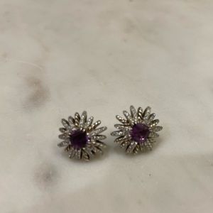 David Yurman Diamond and Amethyst Starburst Earrings